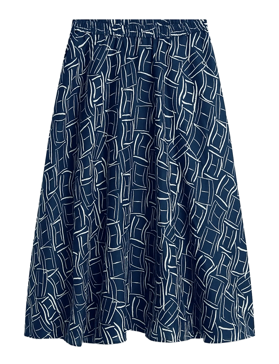 Tommy Hilfiger - ESS LINEN FLARE MIDI SKIRT - midi-röcke - flag feathers dark night navy - 1