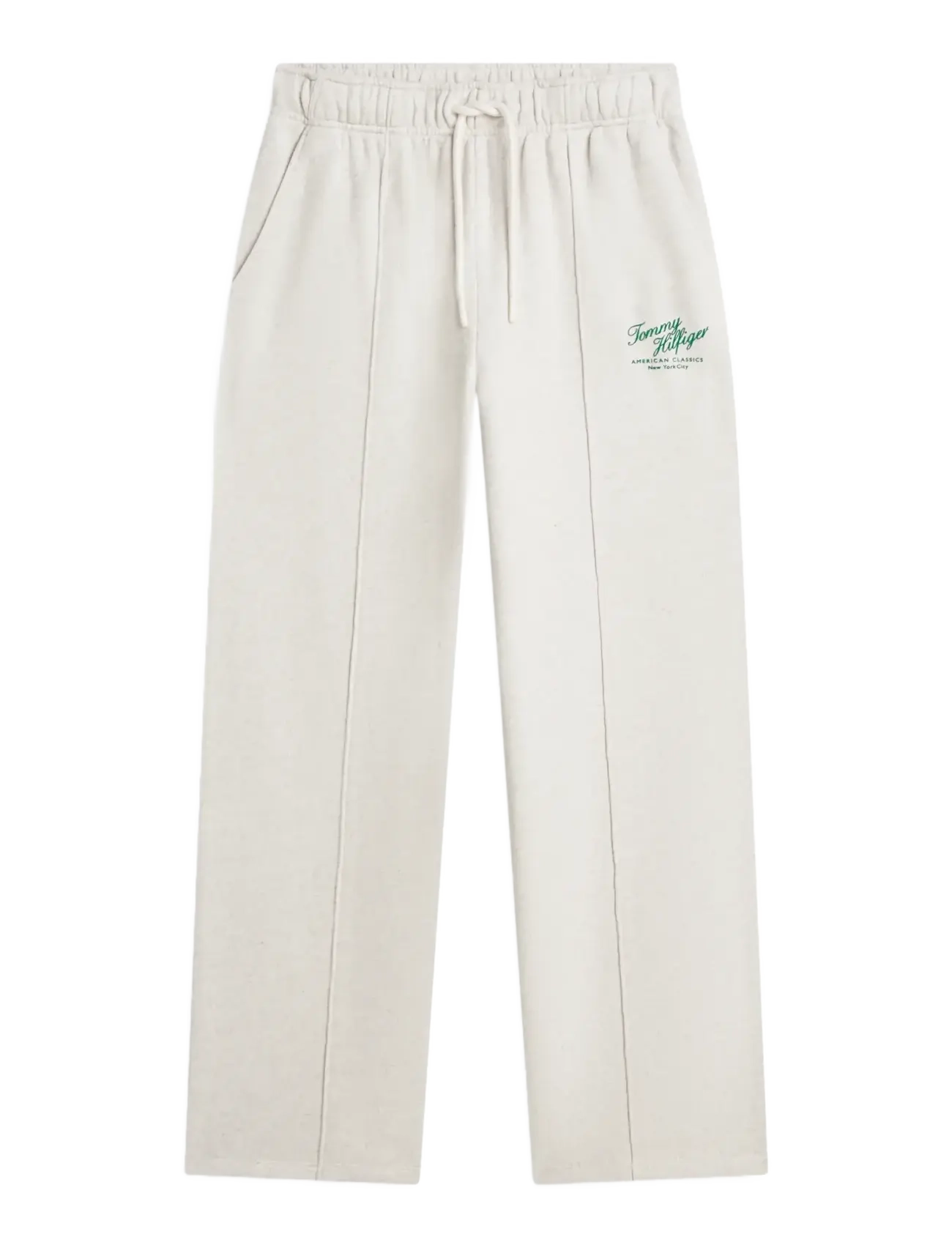 Tommy Hilfiger MDRN SCRIPT TERRY SWEATPANTS - Sportinės kelnės - HEATHER OATMILK / cream
