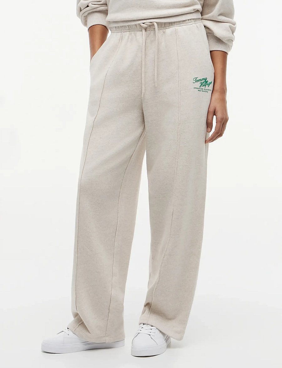 Tommy Hilfiger - MDRN SCRIPT TERRY SWEATPANTS - sportinės kelnės - heather oatmilk - 0