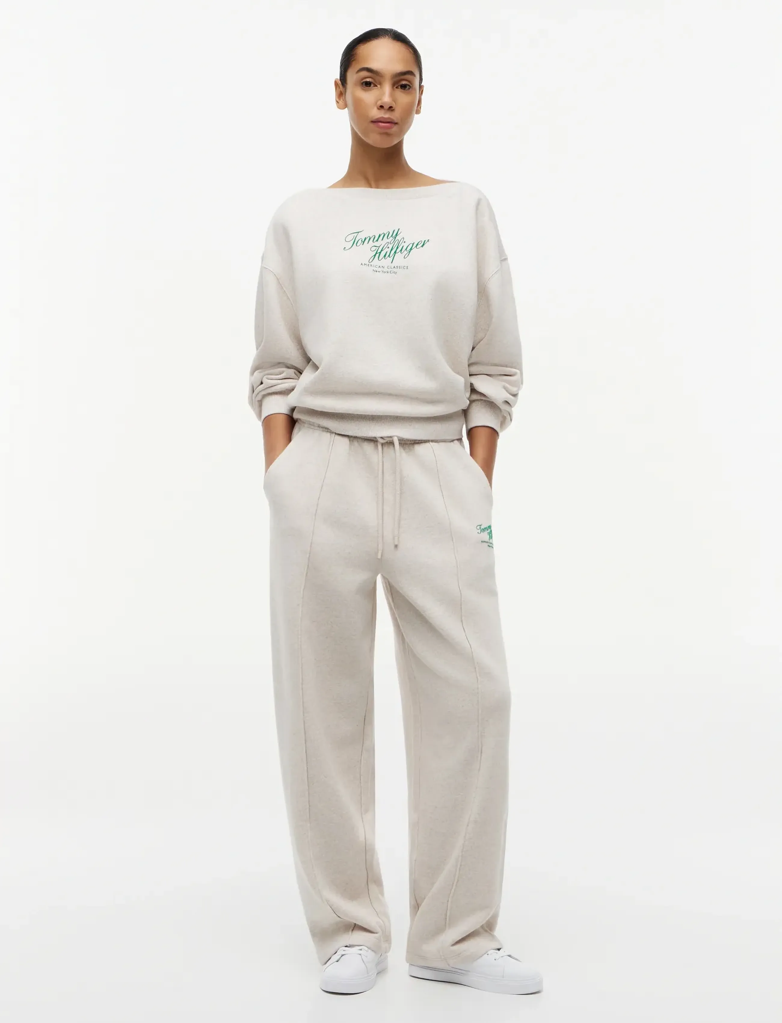 Tommy Hilfiger - MDRN SCRIPT TERRY SWEATPANTS - sportinės kelnės - heather oatmilk - 3