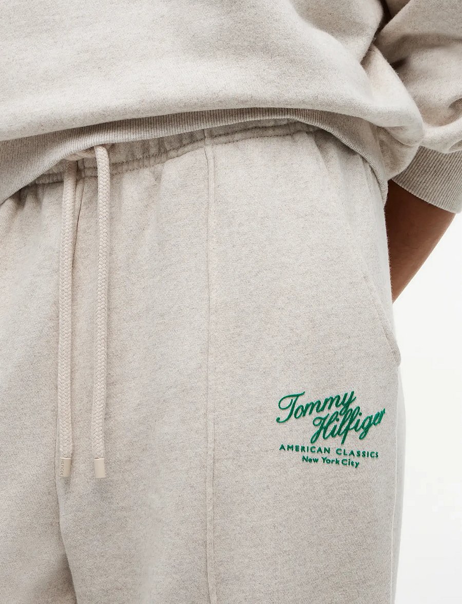 Tommy Hilfiger - MDRN SCRIPT TERRY SWEATPANTS - sportinės kelnės - heather oatmilk - 4