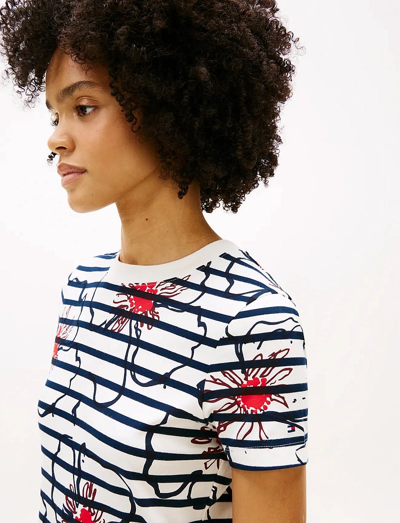 Tommy Hilfiger - INTERLOCK F&F MIDI DRESS - sommerkleider - breton stp ivory silk navy poppy - 2