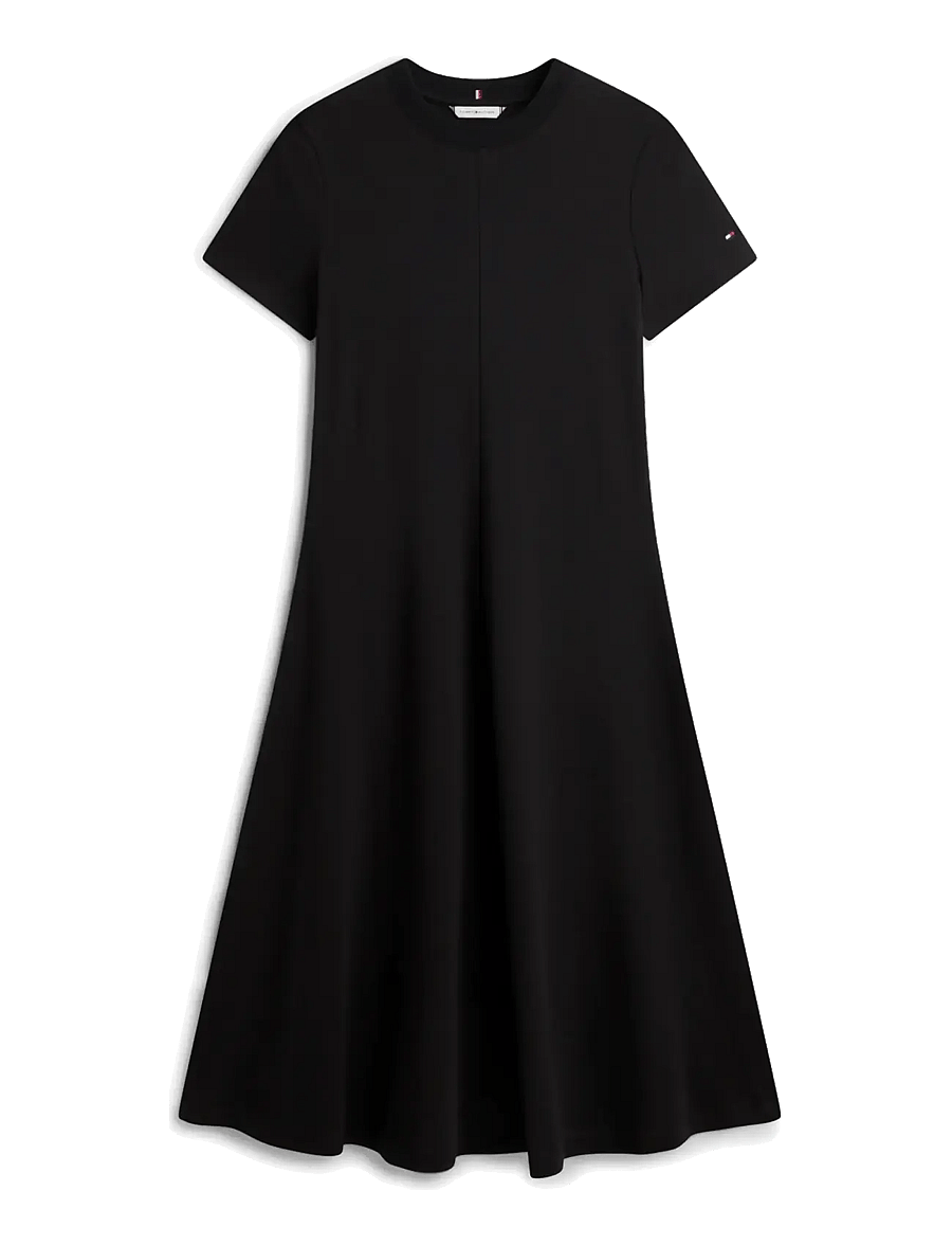 Tommy Hilfiger - INTERLOCK F&F MIDI DRESS - sommerkjoler - black - 1