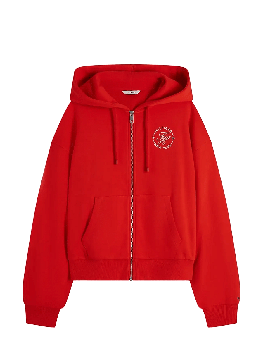 Tommy Hilfiger - TH ROUNDAL ZIP-UP HOODIE - kapuzenpullover - fire red - 1