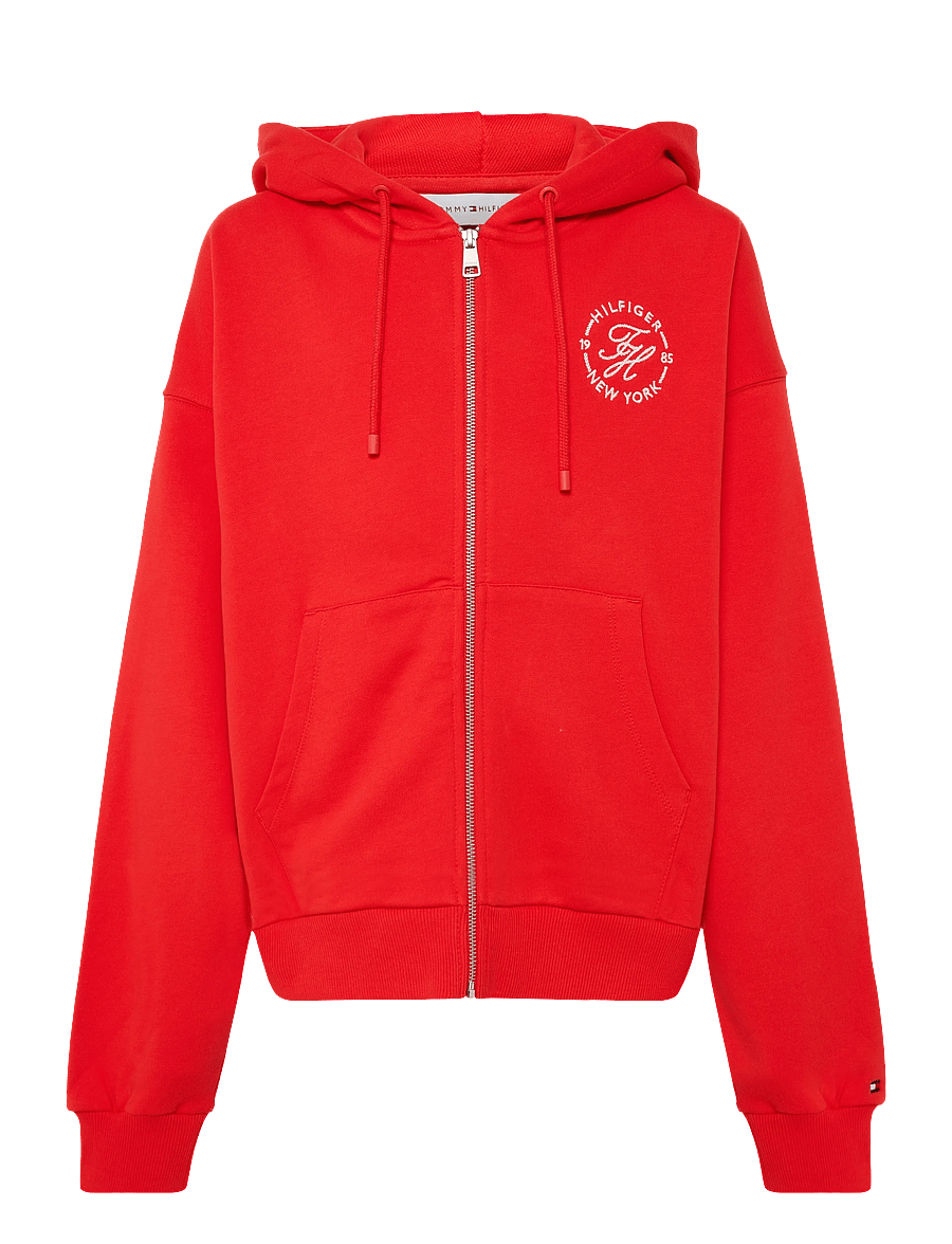 Tommy Hilfiger - TH ROUNDAL ZIP-UP HOODIE - hettegensere - fire red - 1