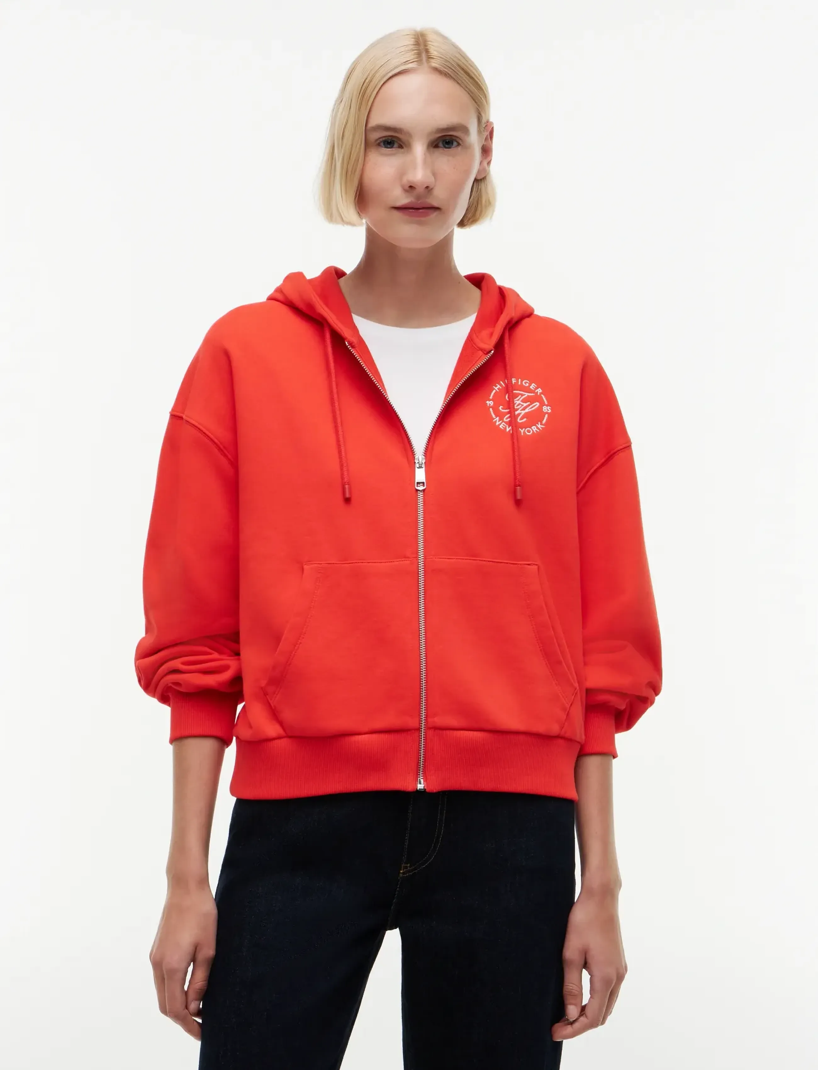 Tommy Hilfiger Th Roundal Zip-Up Hoodie, M, Sweatshirts & Hoodies, Rot - Frauen