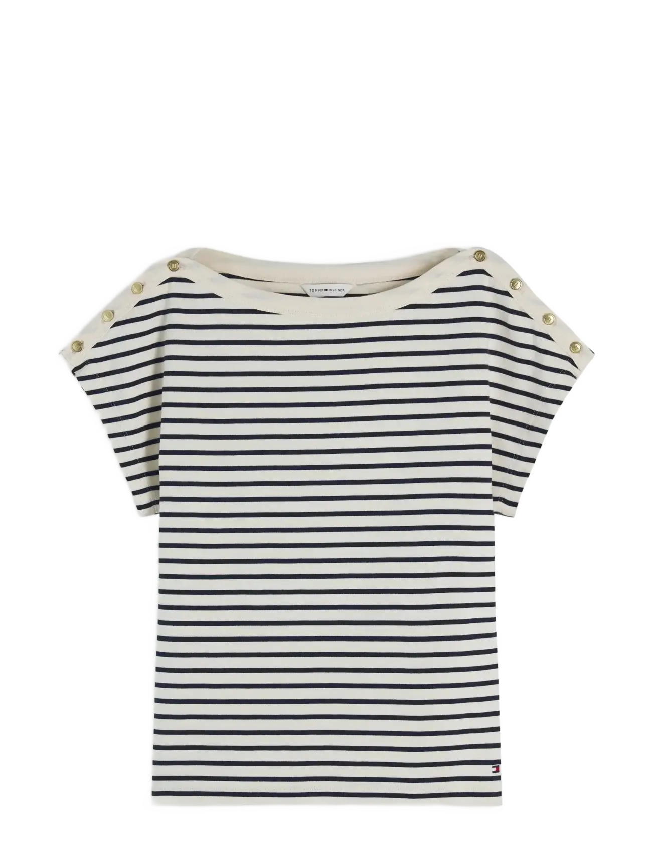 Tommy Hilfiger - GOLD BTN CAP-SLV BOAT-NK TEE - herbstliche kleidung - breton stp calico   dark night navy - 1