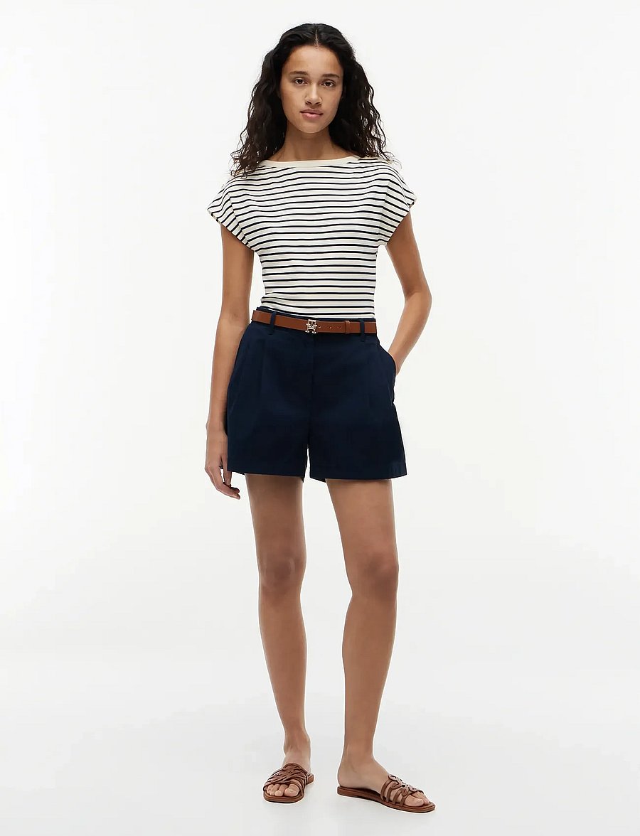 Tommy Hilfiger - GOLD BTN CAP-SLV BOAT-NK TEE - t-shirts - breton stp calico dark night navy - 4