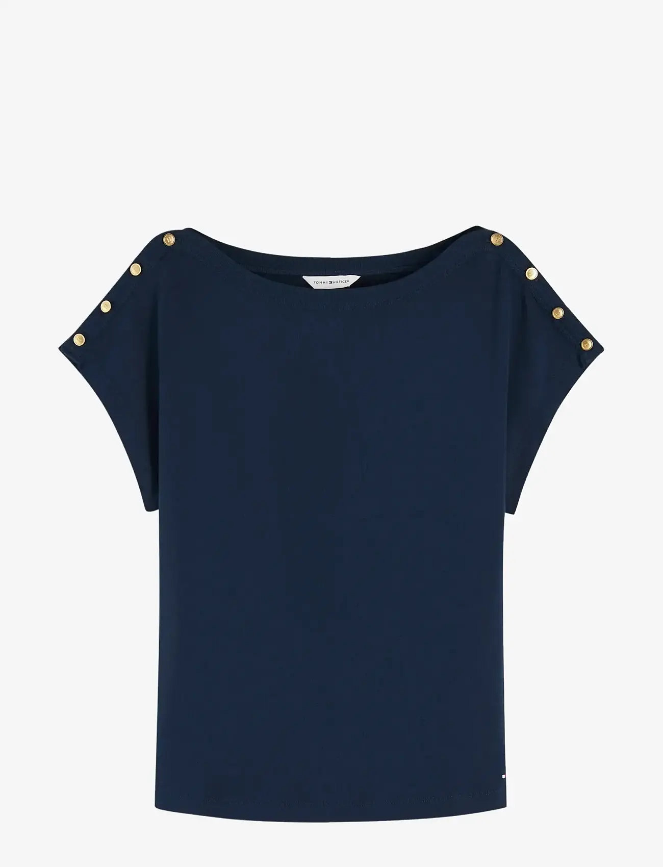 Tommy Hilfiger - GOLD BTN CAP-SLV BOAT-NK TEE - t-shirts - dark night navy - 1