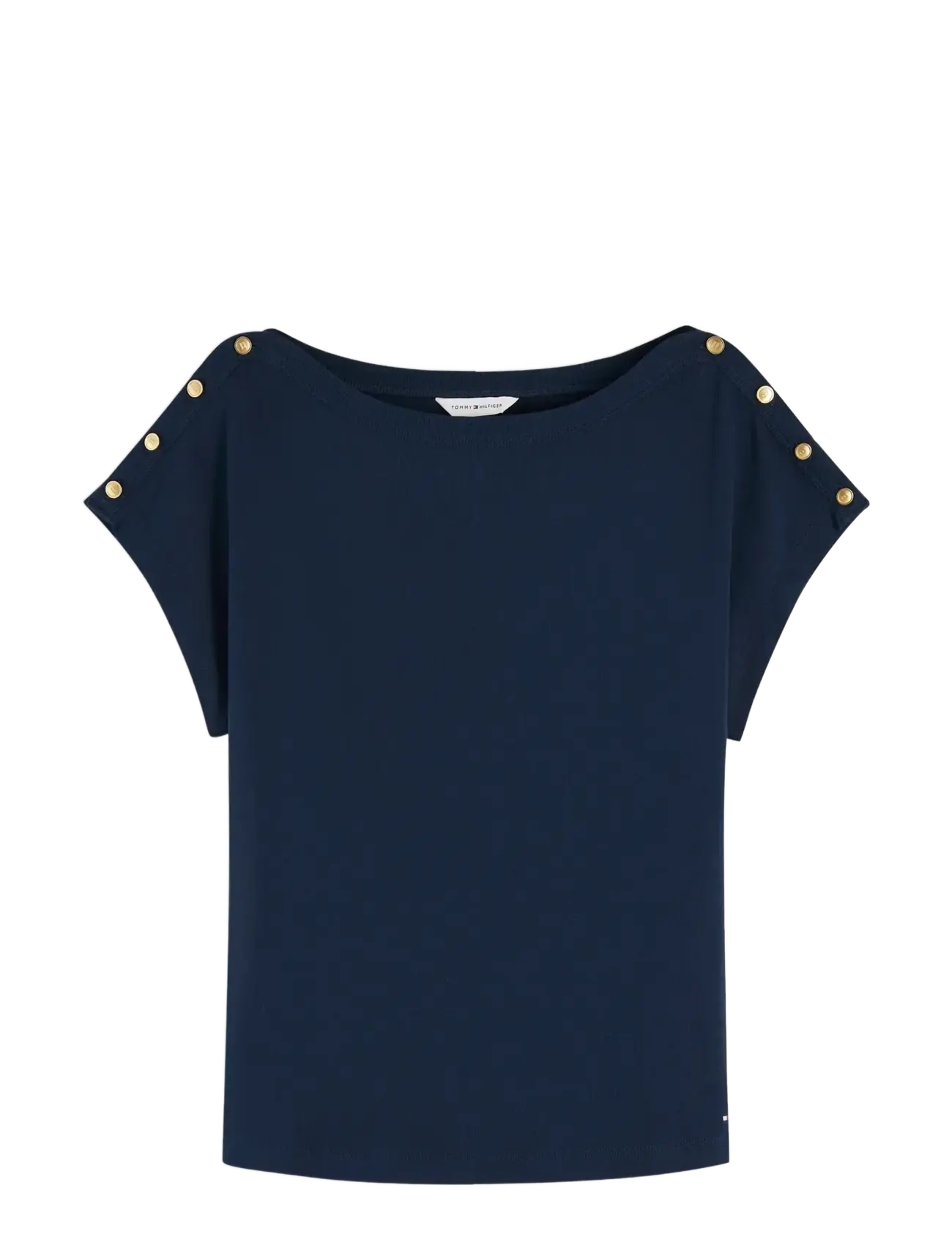 Tommy Hilfiger GOLD BTN CAP-SLV BOAT-NK TEE - Kläder - DARK NIGHT NAVY / navy