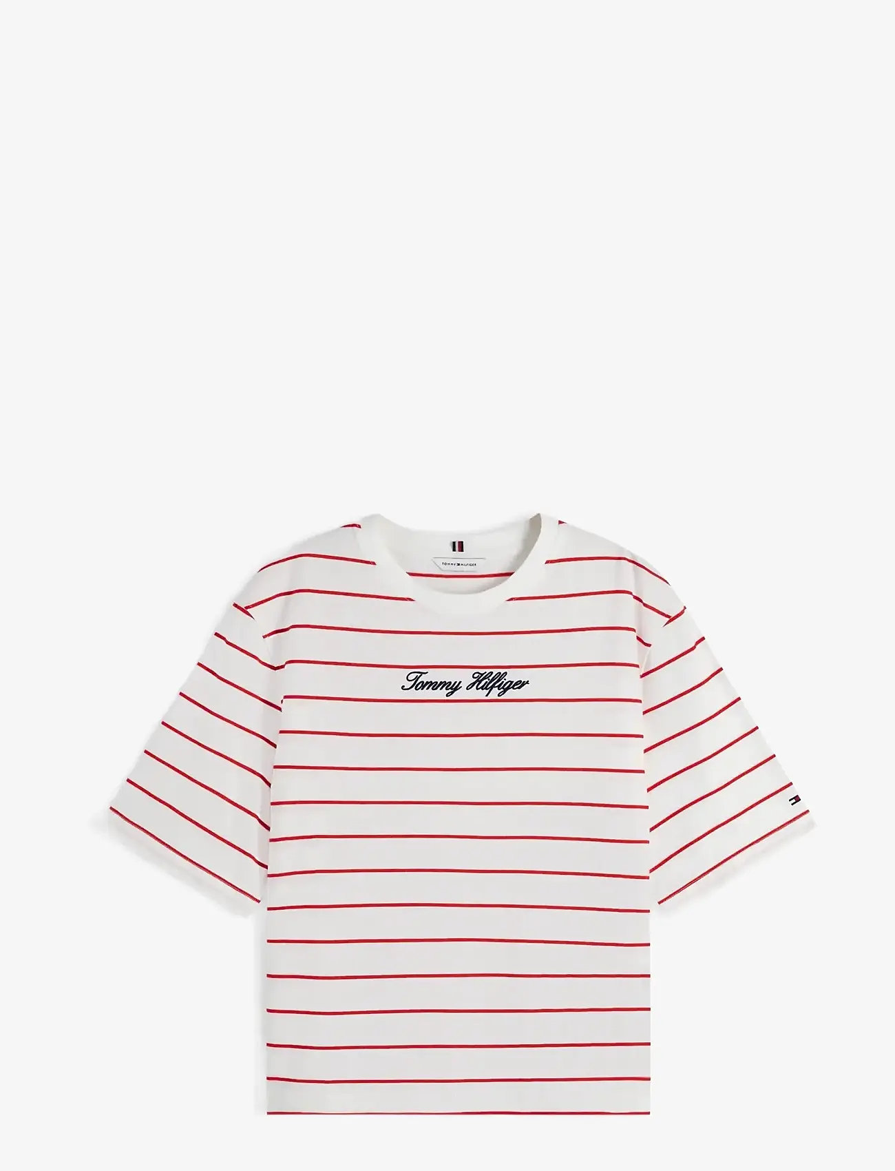 Tommy Hilfiger - CLASSIC SCRIPT TRAPEZE TEE - t-shirts - fine stp ecru   fire red - 1