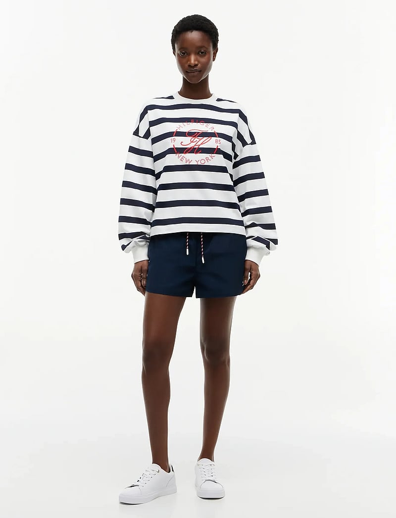 Tommy Hilfiger - TH ROUNDAL C-NK RLX LONGSLEEVE - alltags-style - wide strp ecru dark night navy - 4
