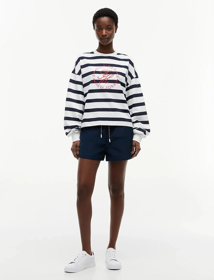 Tommy Hilfiger - TH ROUNDAL C-NK RLX LONGSLEEVE - everyday style - wide strp ecru dark night navy - 4