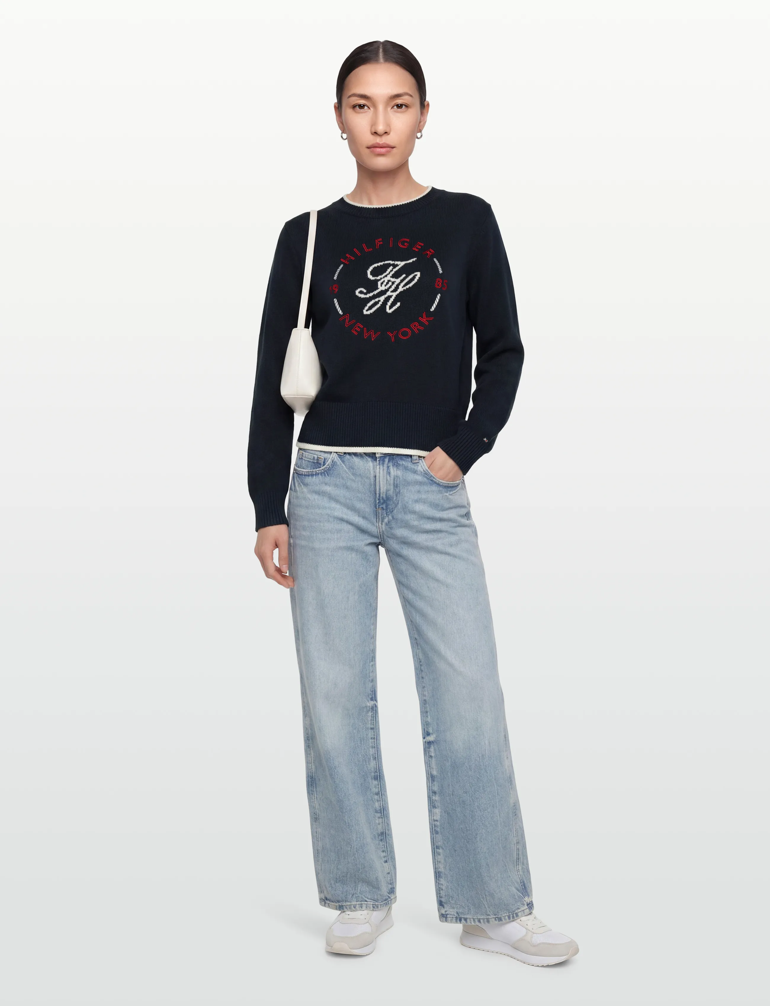 Tommy Hilfiger Rwb Nautical C-Nk Swtr, Kvinder, Nautisk Rundhalset Sweater, Navy, Str: M