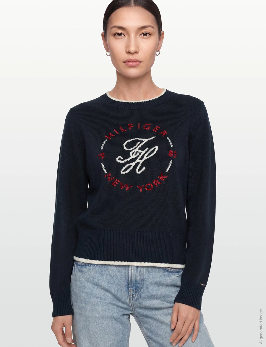 Tommy Hilfiger - RWB NAUTICAL C-NK SWTR - stickade tröjor - dark night navy - 3