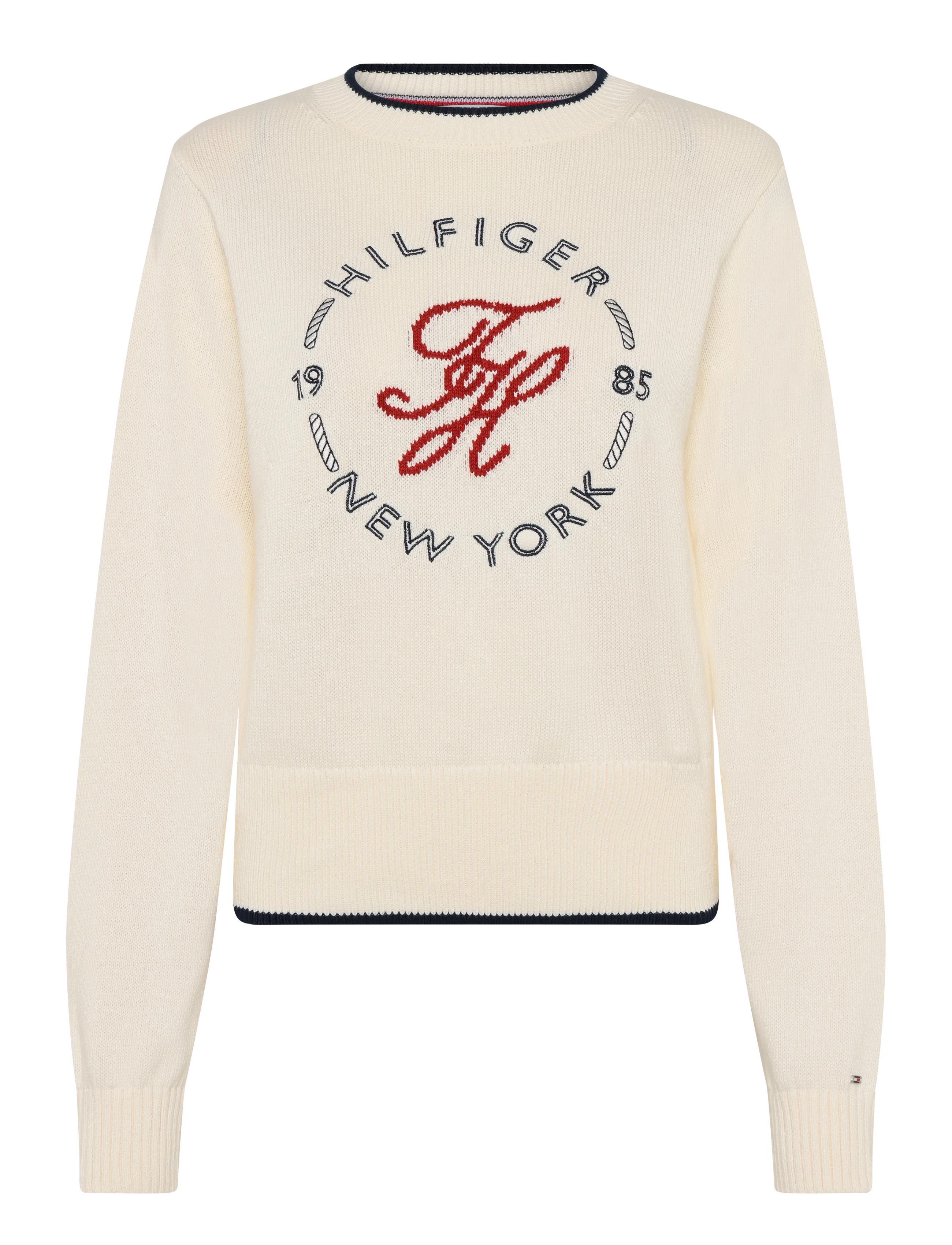 TOMMY HILFIGER Rwb Nautical C-Nk Swtr Cream - S - Damen