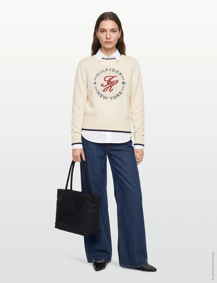 Tommy Hilfiger - RWB NAUTICAL C-NK SWTR - sweatshirts - ivory petal - 0