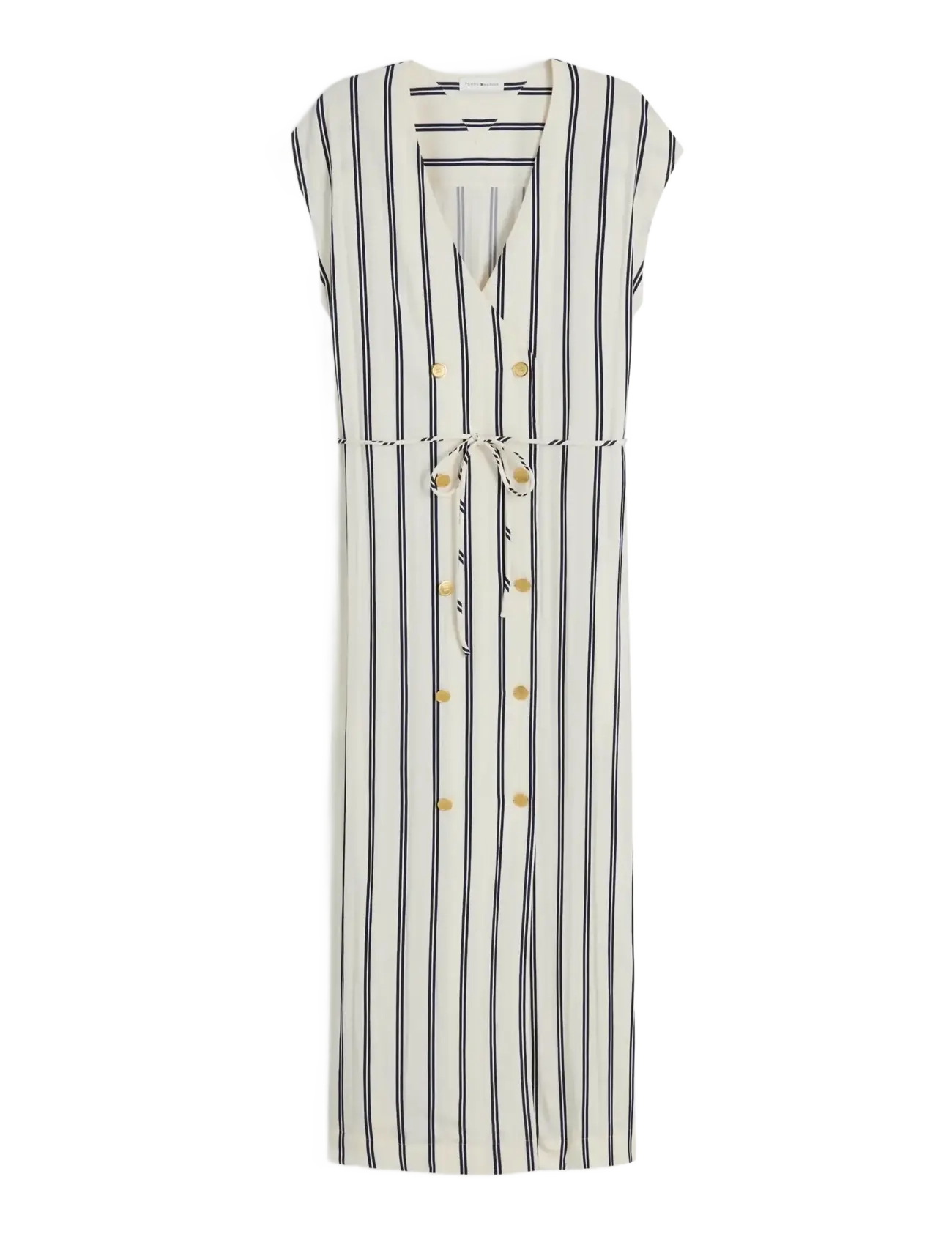 TOMMY HILFIGER Nautical Stripe Ns Midi Kleid Cream - 44 - Damen