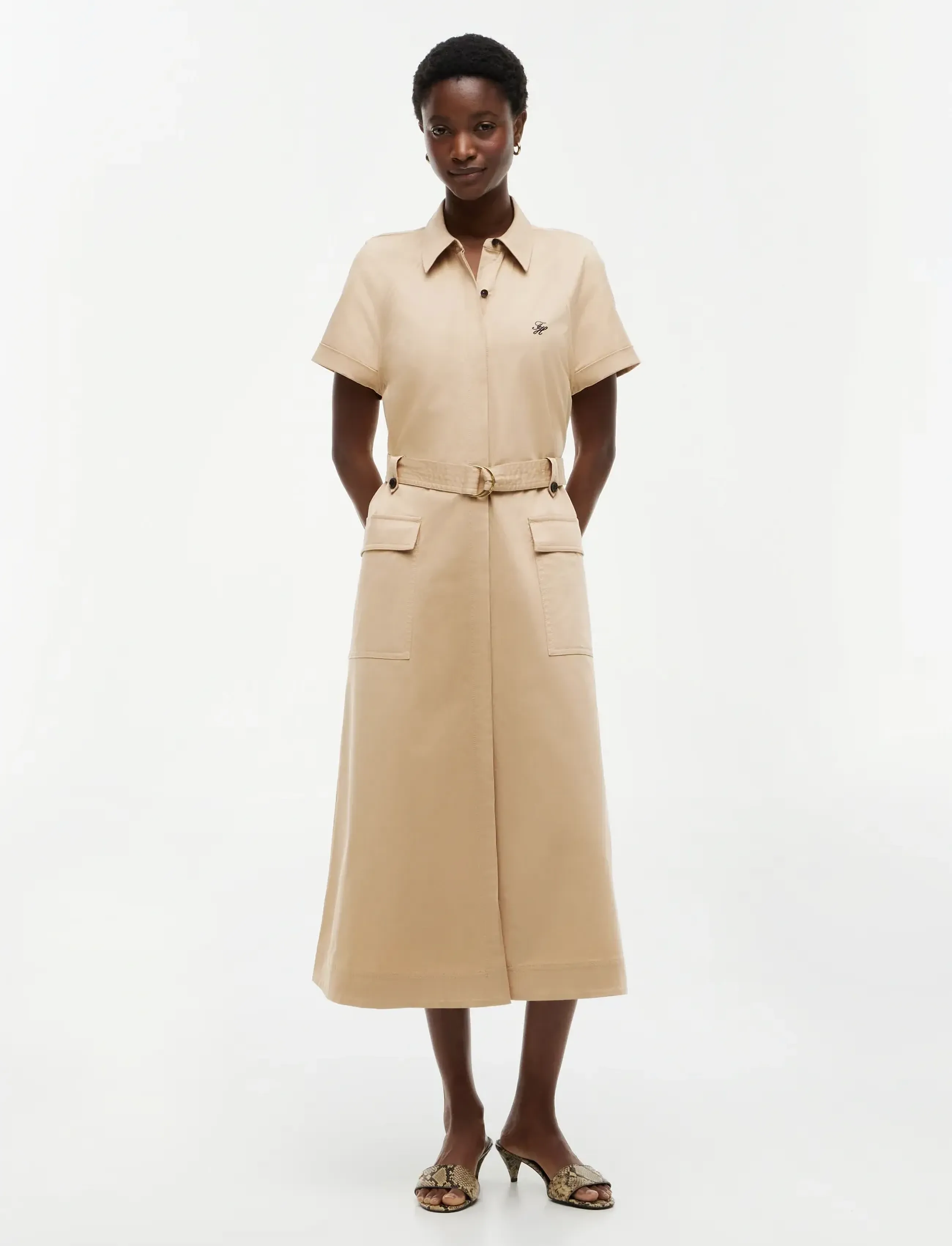 Tommy Hilfiger CHINO UTILITY MIDI SS DRESS - Tommy Hilfiger - GENTLE GOLD / beige