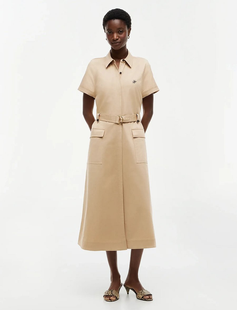 Tommy Hilfiger - CHINO UTILITY MIDI SS DRESS - robes chemises - gentle gold - 0