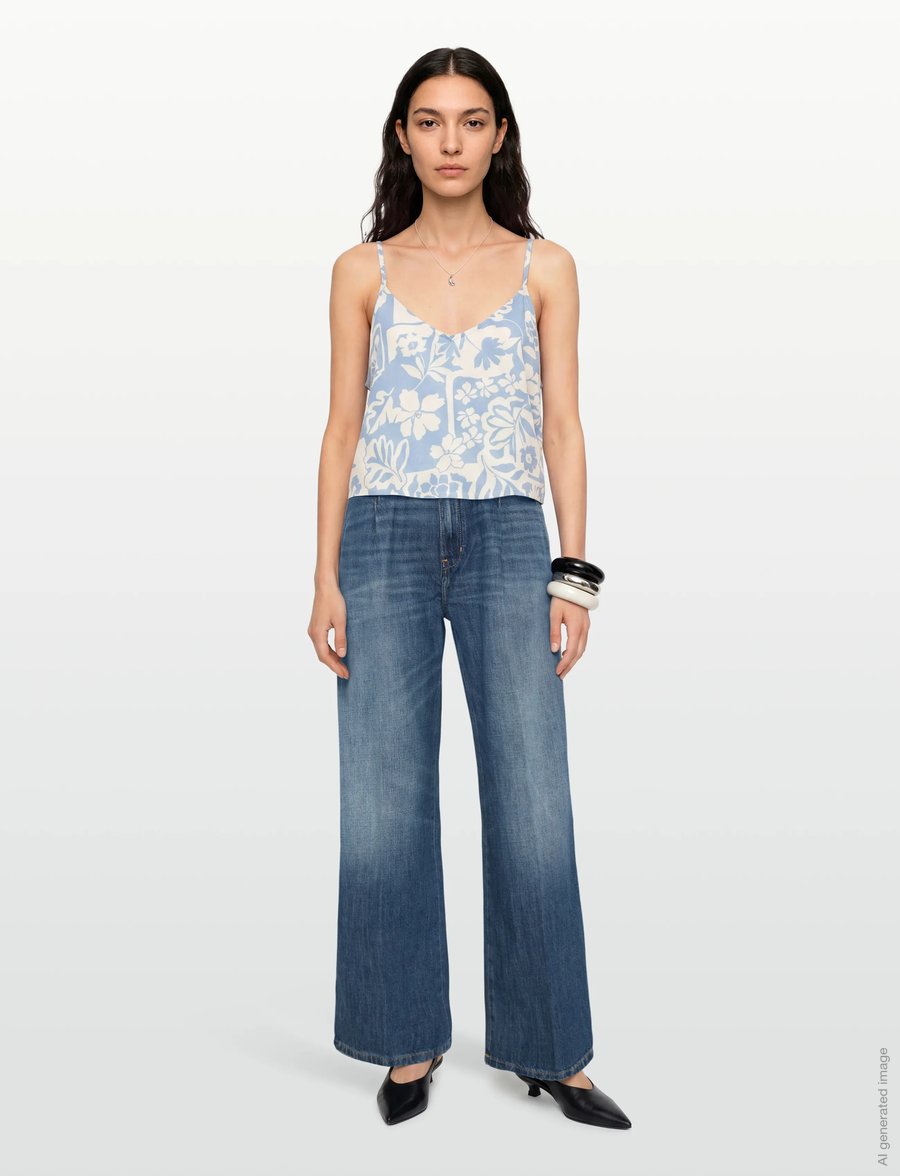 Tommy Hilfiger - WIDE LEG PANTS CAM MID RW - vida jeans - cam mid - 0