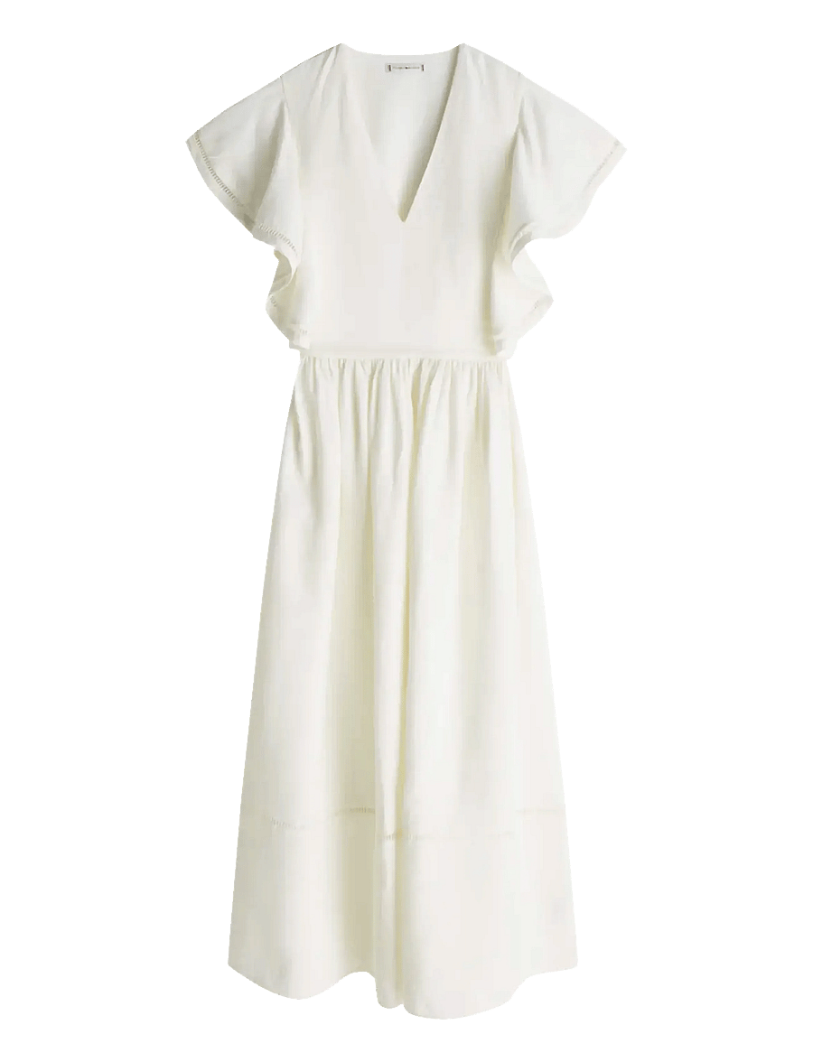 Tommy Hilfiger - LINEN FRILL MIDI SS DRESS - konfirmatsioon - ivory silk - 1