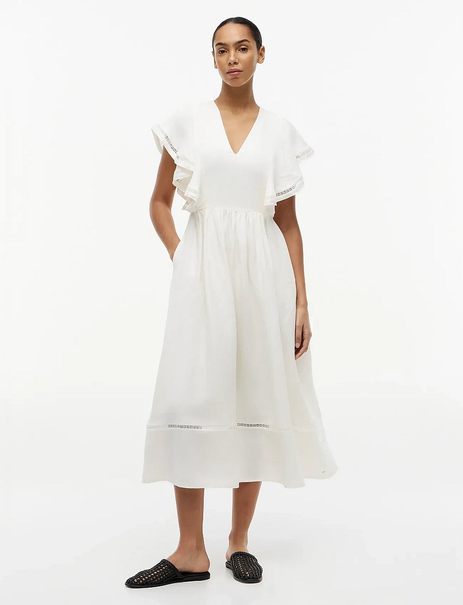 Tommy Hilfiger - LINEN FRILL MIDI SS DRESS - konfirmatsioon - ivory silk - 0