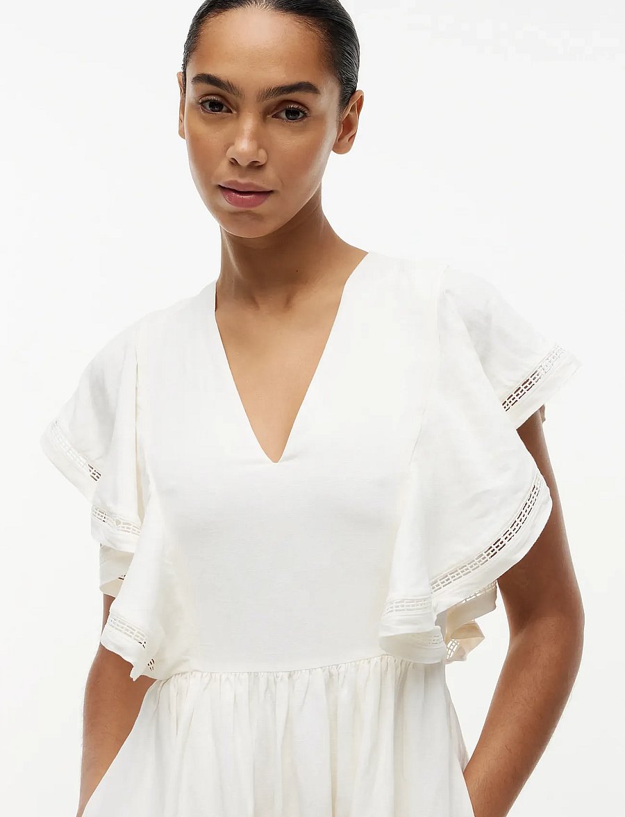 Tommy Hilfiger - LINEN FRILL MIDI SS DRESS - konfirmatsioon - ivory silk - 4