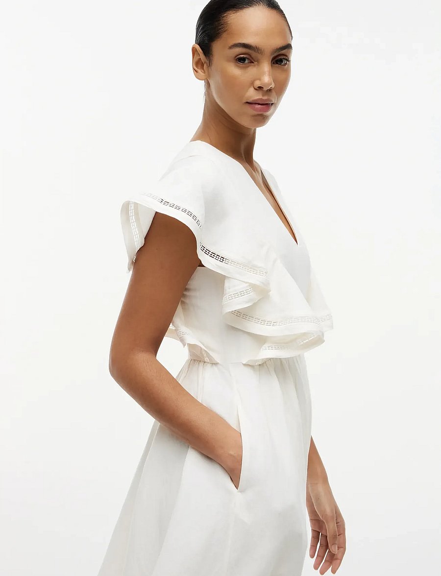 Tommy Hilfiger - LINEN FRILL MIDI SS DRESS - konfirmatsioon - ivory silk - 5