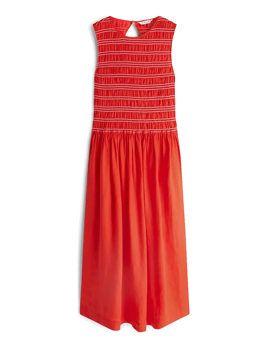 Tommy Hilfiger - SMOCK LINEN NS MIDI DRESS - midikleider - fireworks - 1