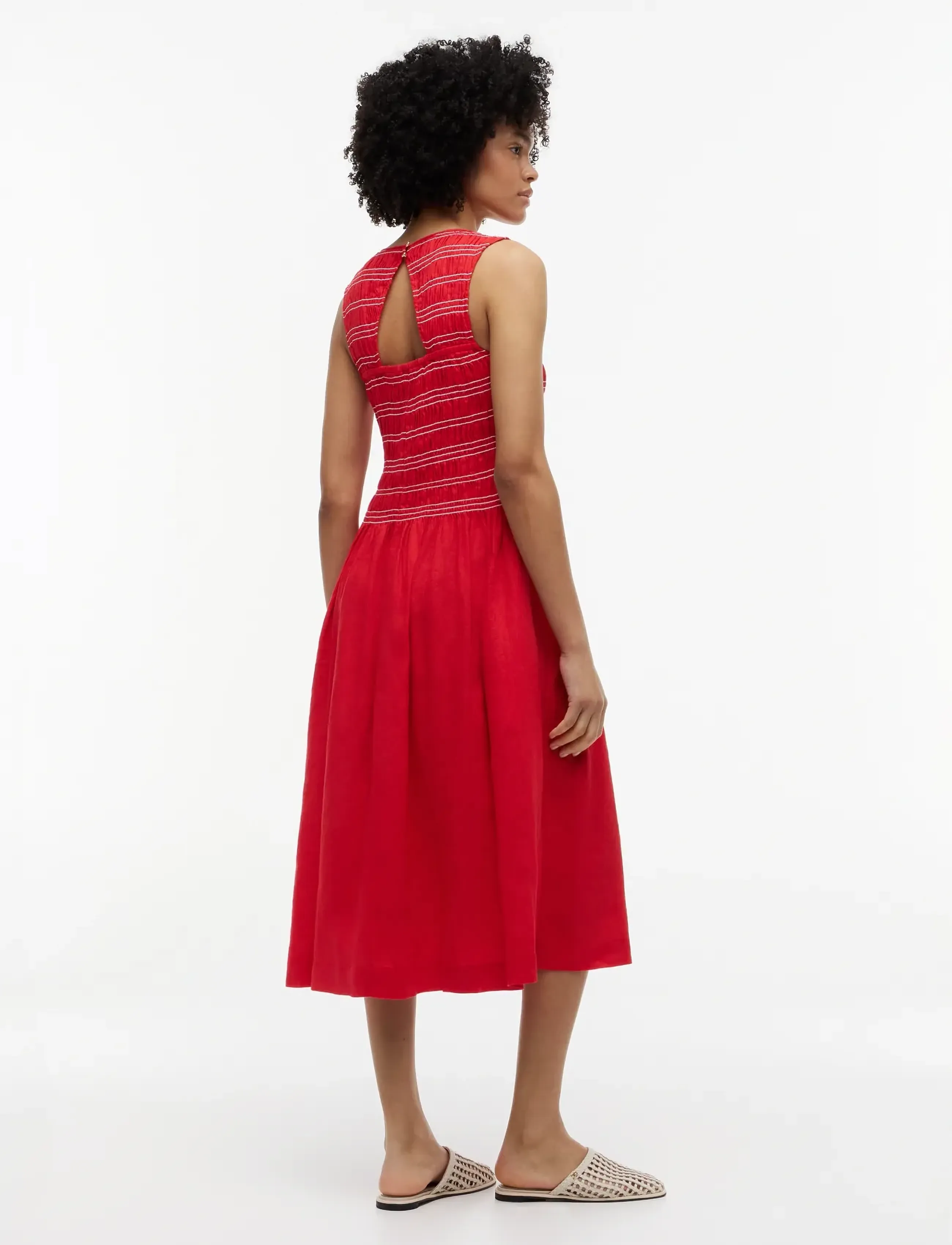 Tommy Hilfiger - SMOCK LINEN NS MIDI DRESS - robes midi - fireworks - 2