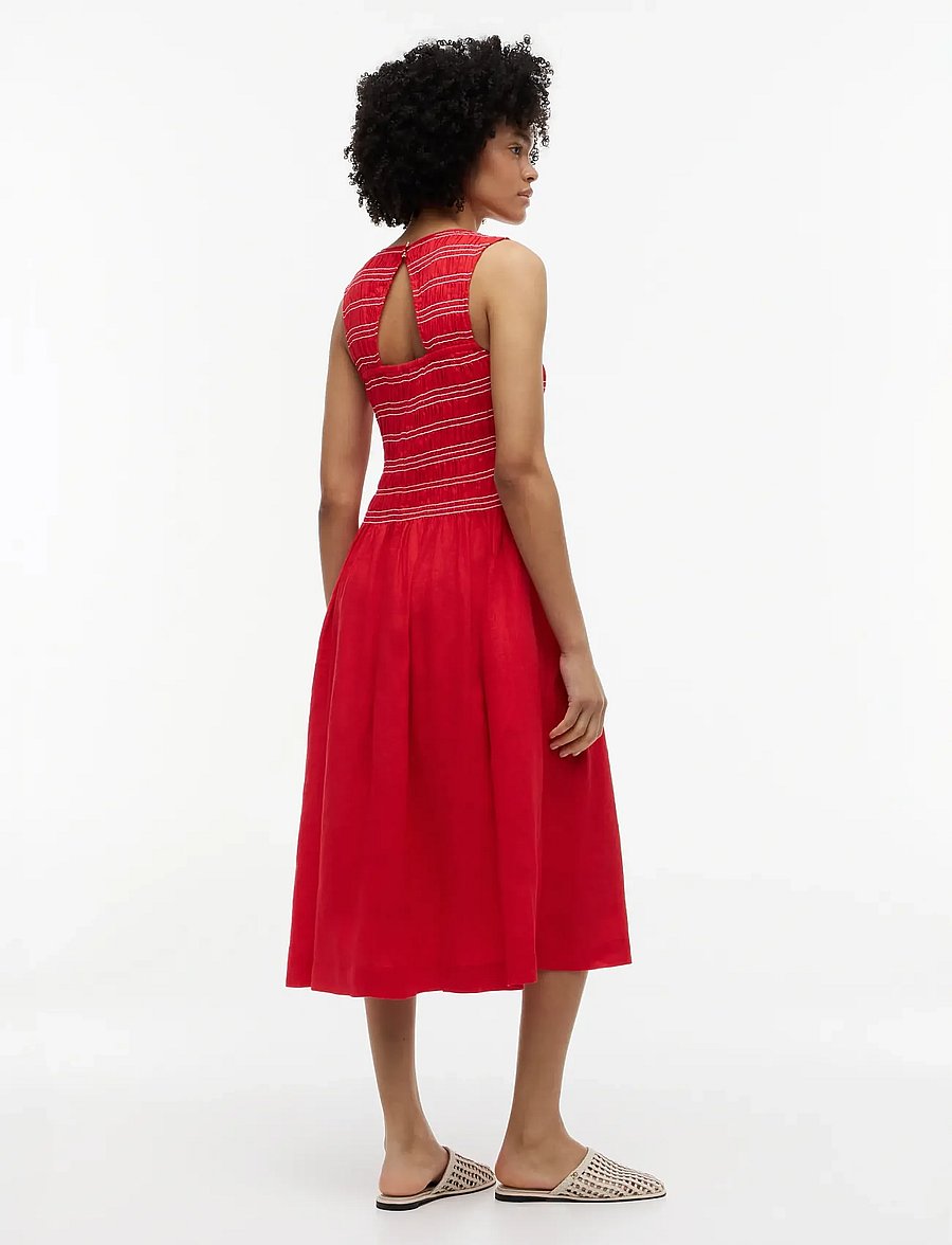 Tommy Hilfiger - SMOCK LINEN NS MIDI DRESS - midikleider - fireworks - 2