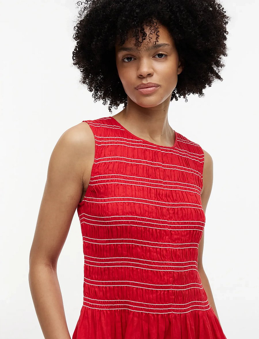 Tommy Hilfiger - SMOCK LINEN NS MIDI DRESS - midikleider - fireworks - 3