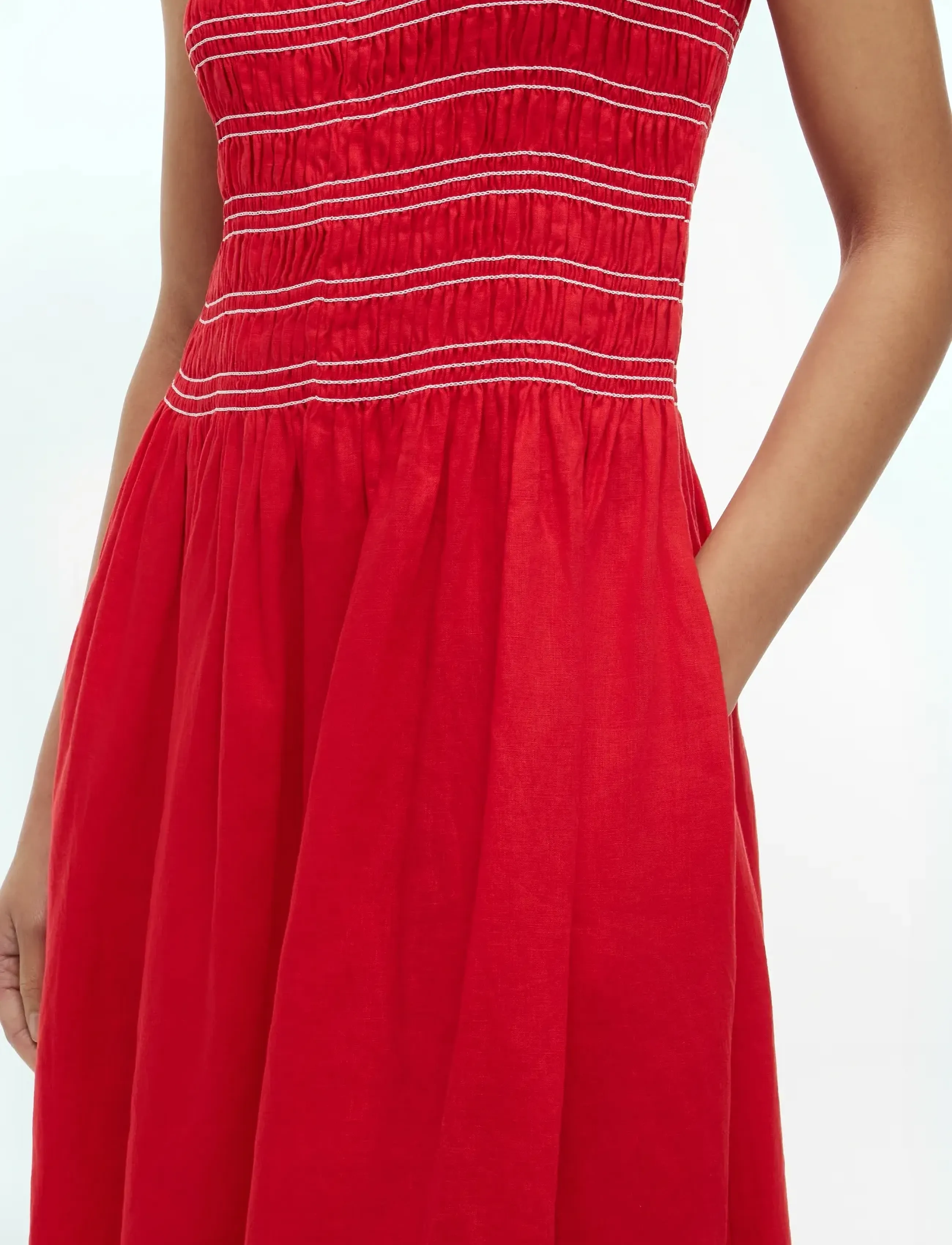 Tommy Hilfiger - SMOCK LINEN NS MIDI DRESS - robes midi - fireworks - 4