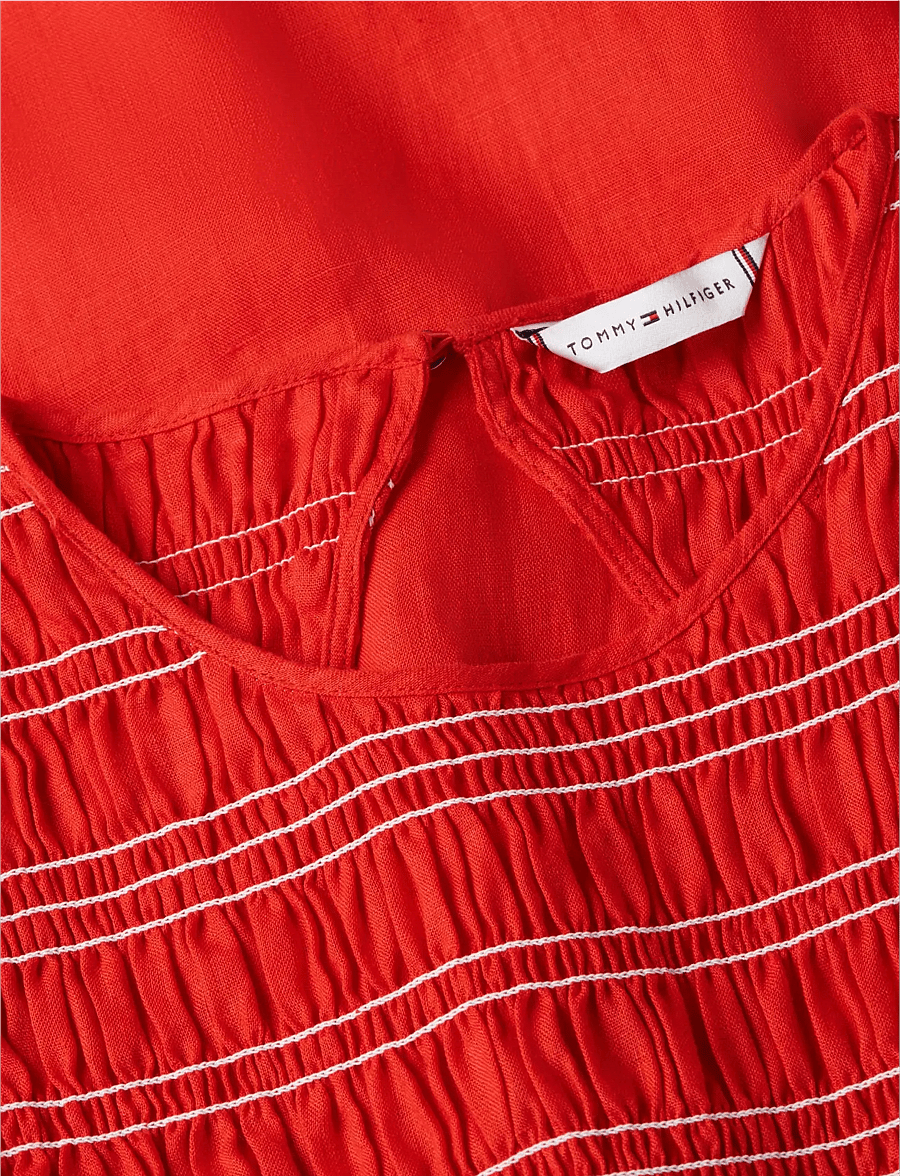 Tommy Hilfiger - SMOCK LINEN NS MIDI DRESS - midikleider - fireworks - 5