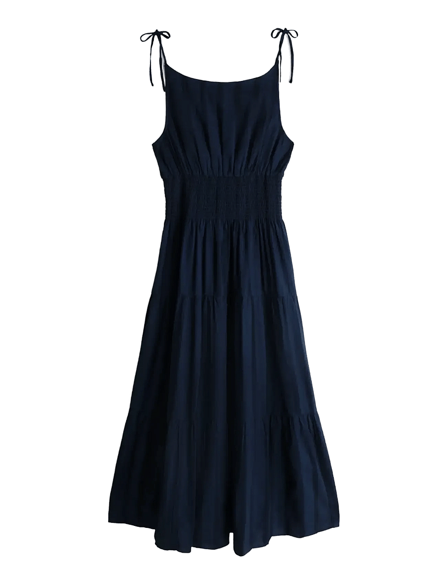 Tommy Hilfiger - SMOCK TIE NS MIDI DRESS - midikleider - dark night navy - 1