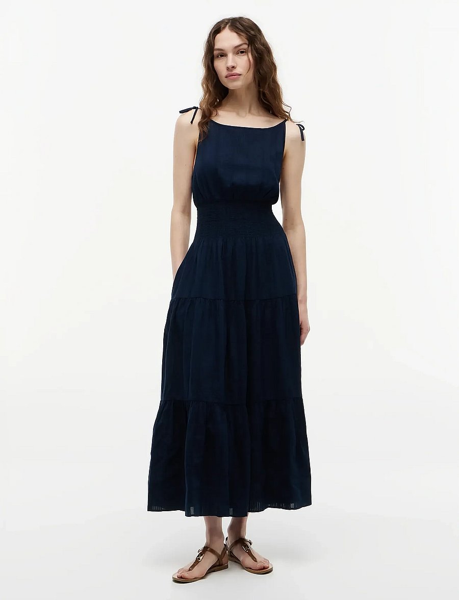Tommy Hilfiger - SMOCK TIE NS MIDI DRESS - midikleider - dark night navy - 0