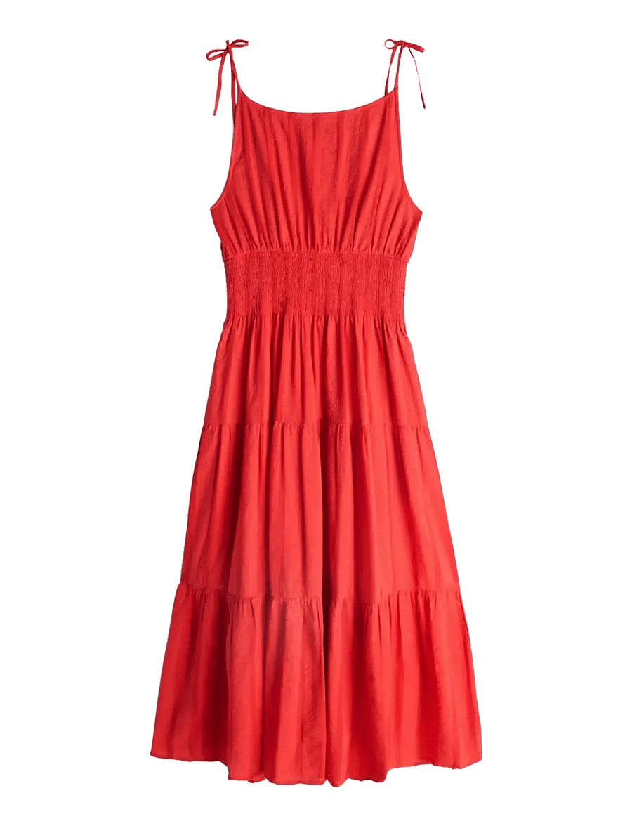 Tommy Hilfiger - SMOCK TIE NS MIDI DRESS - midikleider - fireworks - 1