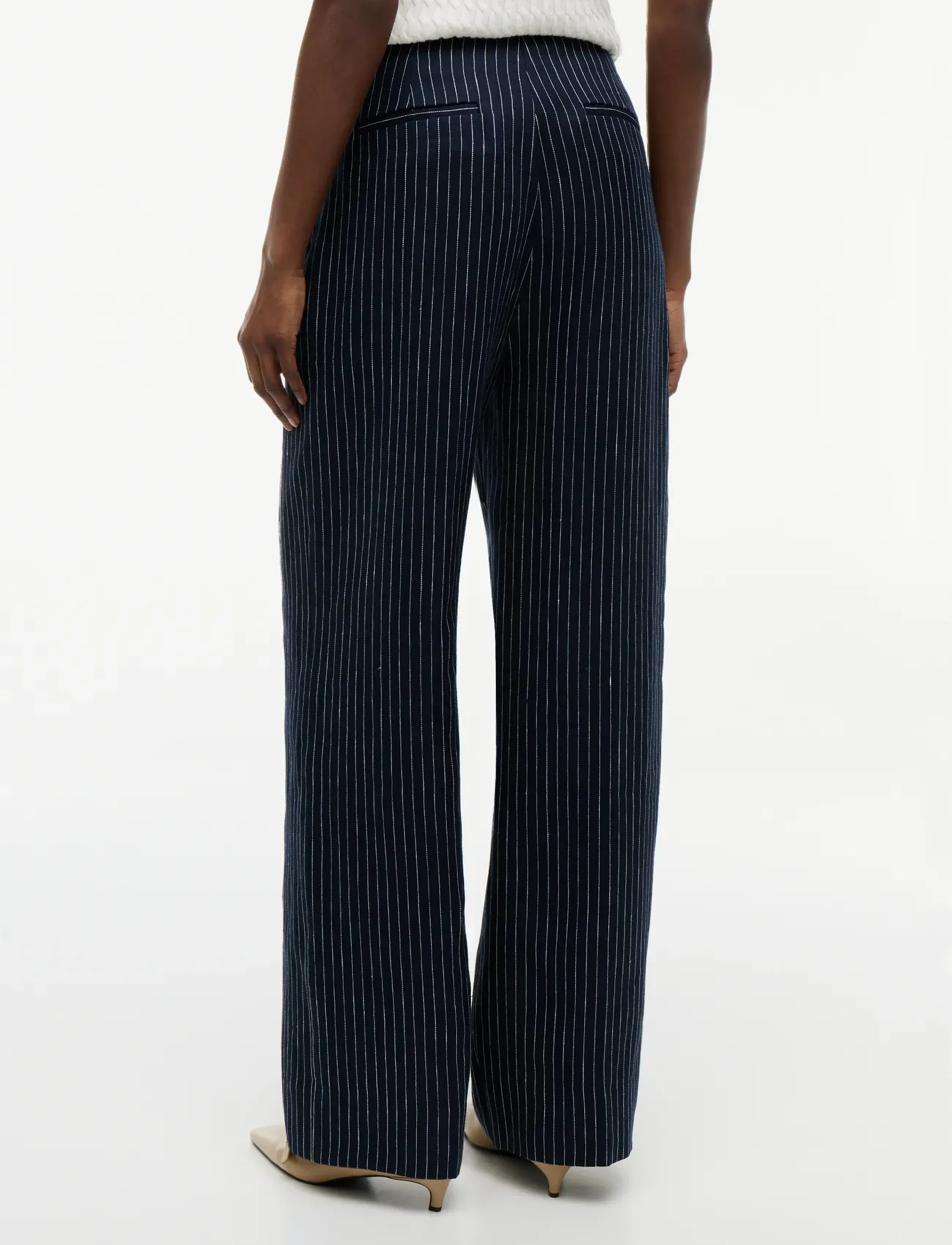 Tommy Hilfiger - LINEN NAUTICAL STRIPE GB WIDELEG - hörbuxur - pin stripe navy - 2