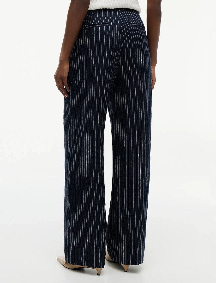 Tommy Hilfiger - LINEN NAUTICAL STRIPE GB WIDELEG - leinenhosen - pin stripe navy - 2