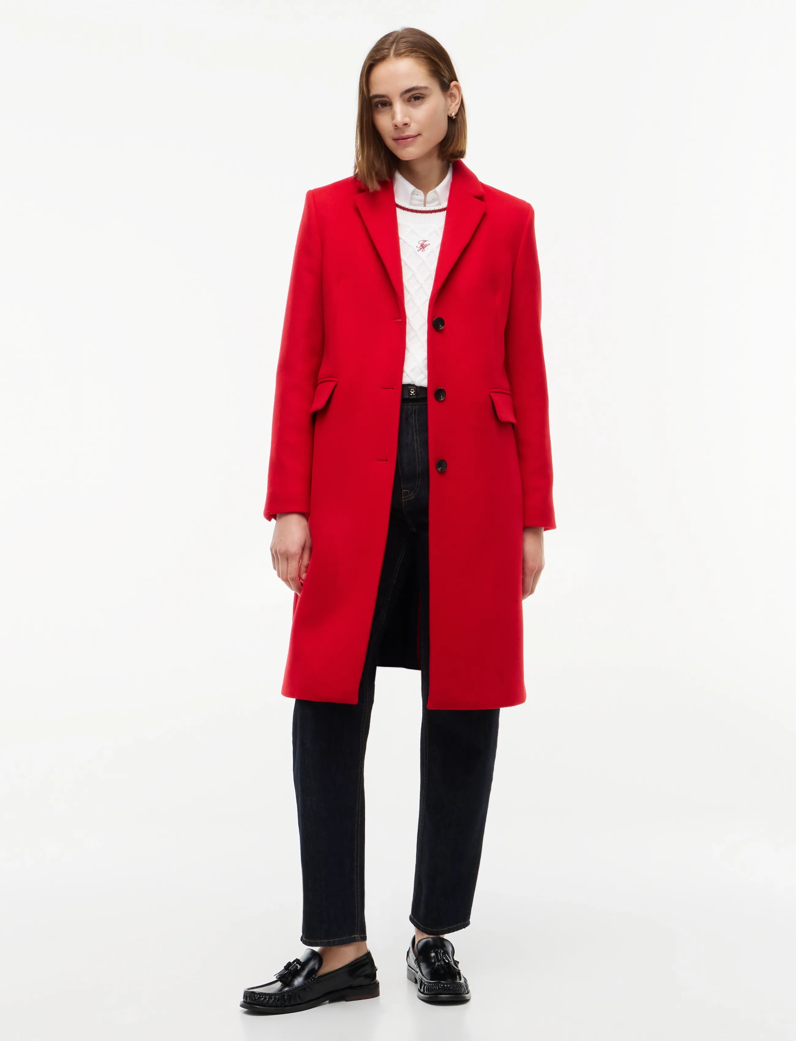 Tommy Hilfiger WOOL CLASSIC SB COAT - Tommy Hilfiger - RED / red