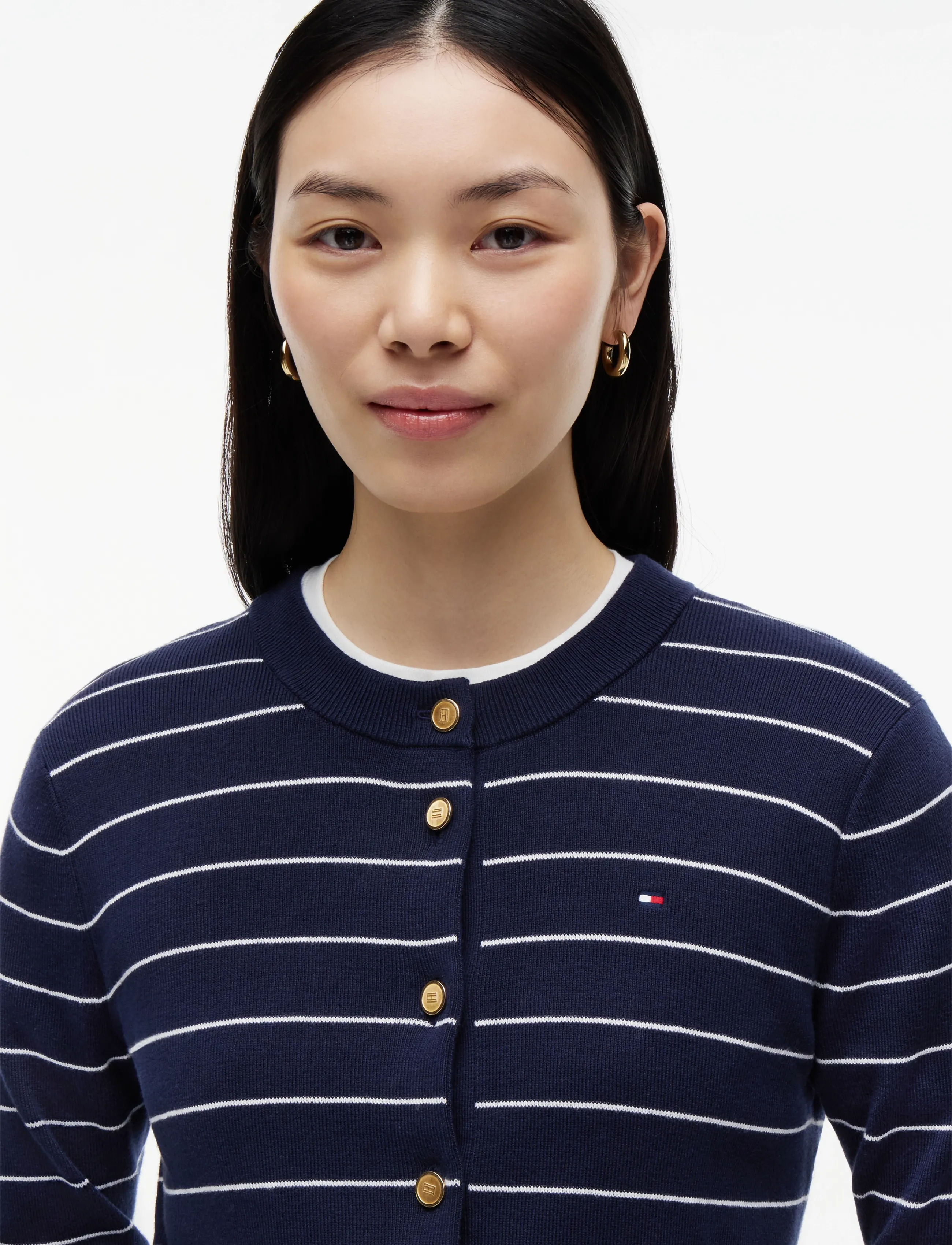 Tommy Hilfiger - FULL NEEDLE STITCH CARDIGAN - strickjacken - fine stp dark night navy  ivory - 3