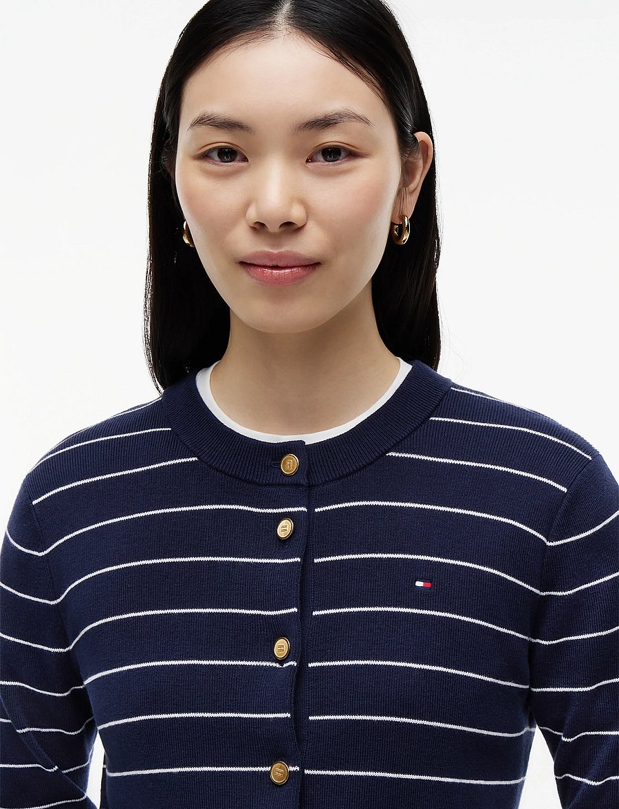 Tommy Hilfiger - FULL NEEDLE STITCH CARDIGAN - strickjacken - fine stp dark night navy ivory - 3