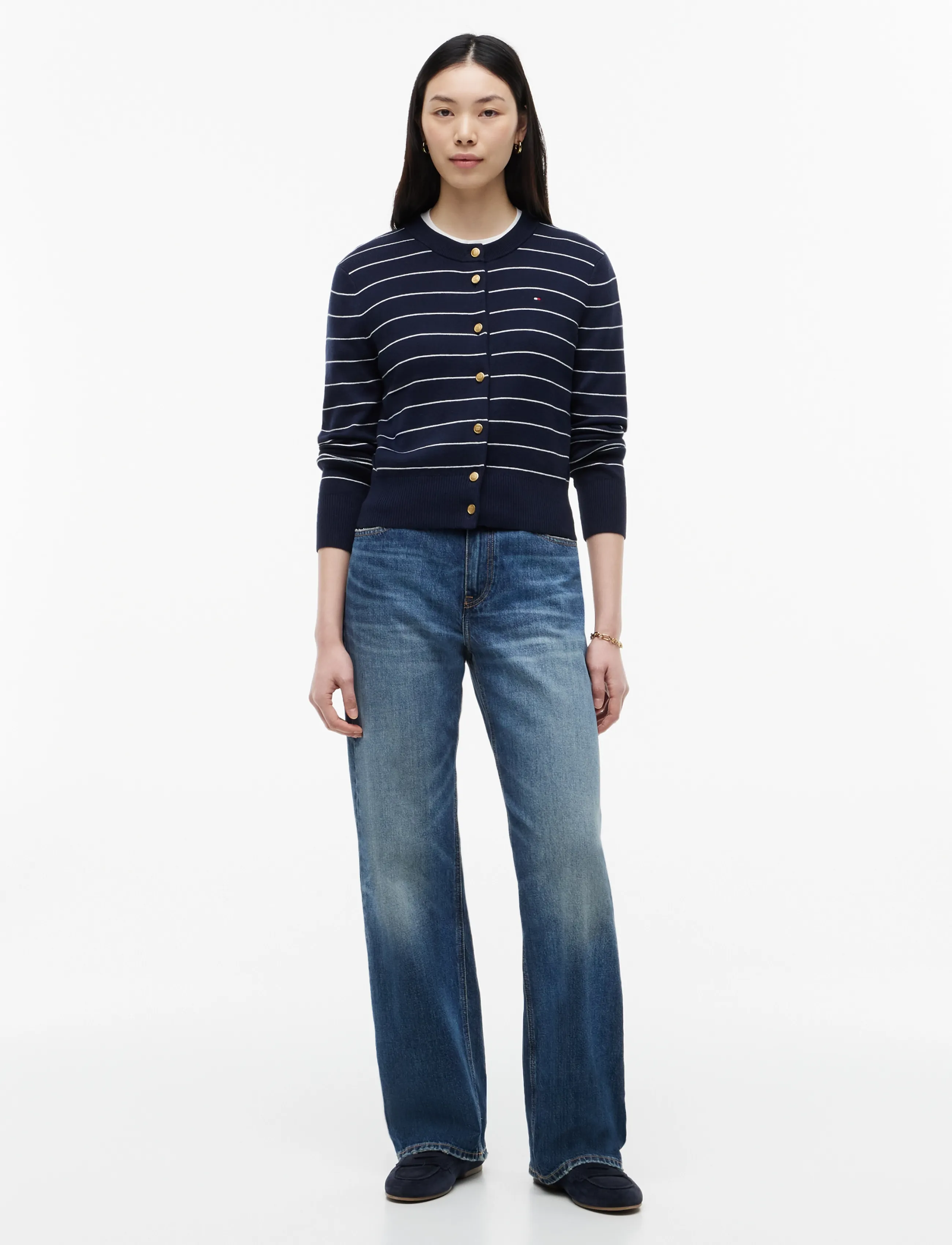 Tommy Hilfiger - FULL NEEDLE STITCH CARDIGAN - strickjacken - fine stp dark night navy  ivory - 4