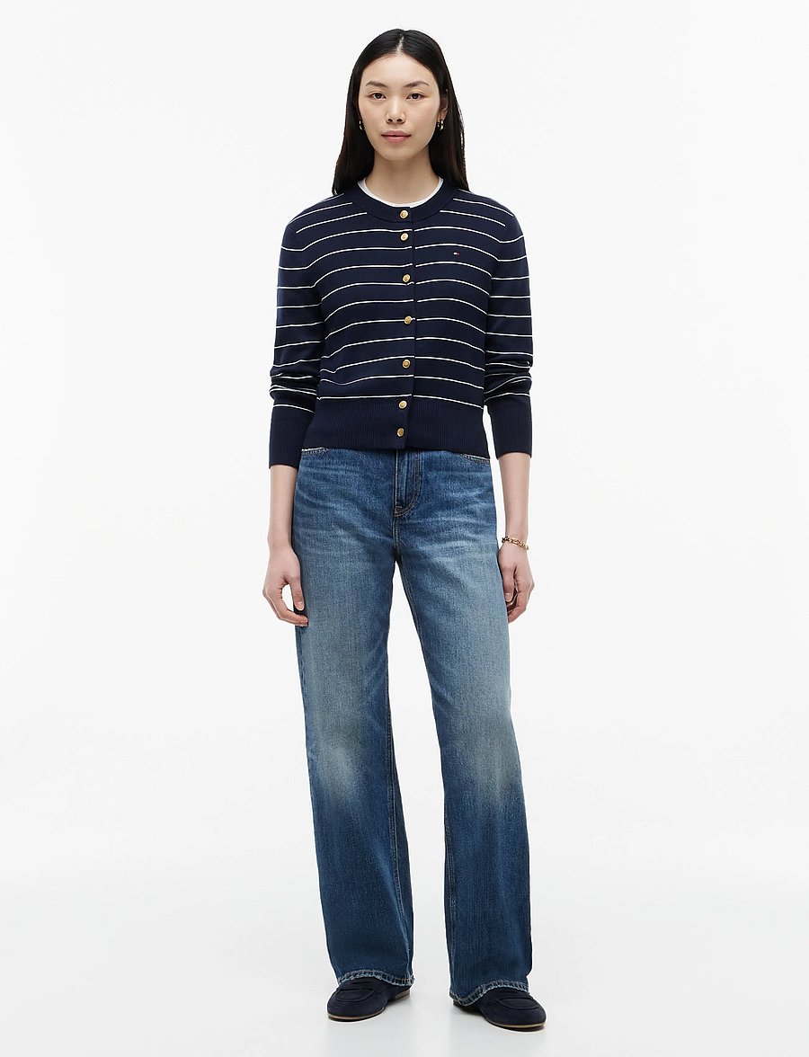 Tommy Hilfiger - FULL NEEDLE STITCH CARDIGAN - strickjacken - fine stp dark night navy ivory - 4