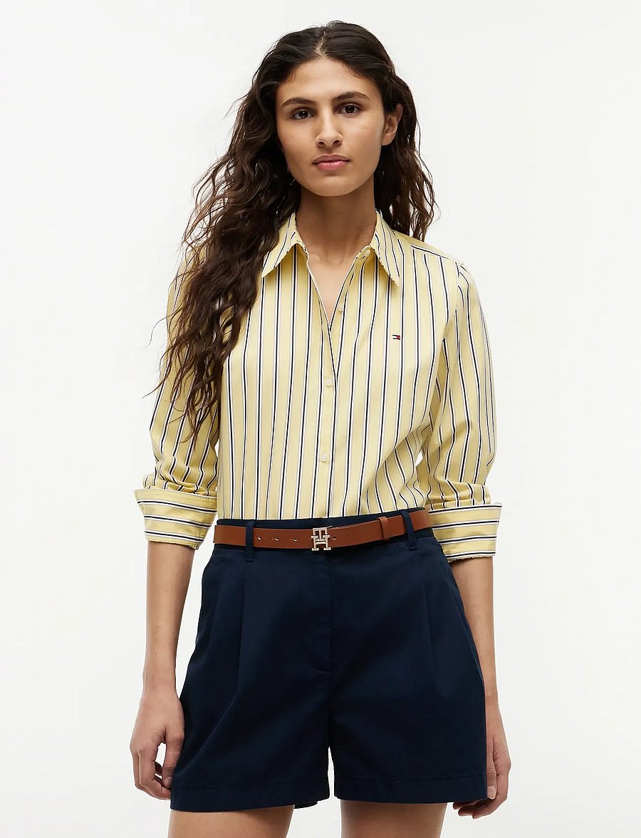 Tommy Hilfiger - SUMMER POPLIN REGULAR SHIRT - langärmlige hemden - liquorice stp citronella - 0