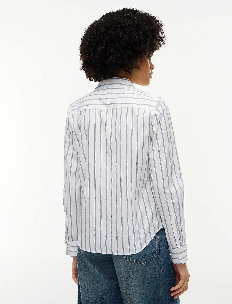 Tommy Hilfiger - POPLIN REGULAR SHIRT - long-sleeved shirts - broadway flag print ecru sky blue - 2
