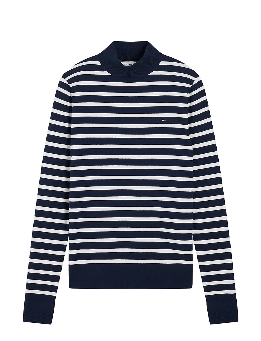 Tommy Hilfiger - COTTON JERSEY SLIM MK-NK SWT - stripe dark blue ecru - 1