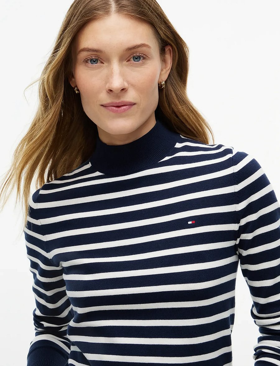 Tommy Hilfiger - COTTON JERSEY SLIM MK-NK SWT - stripe dark blue ecru - 3