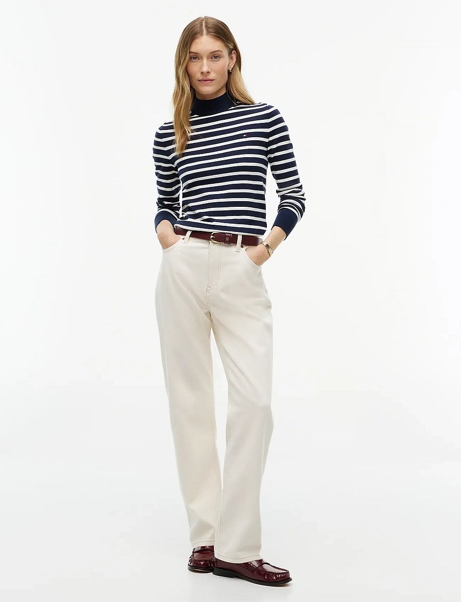 Tommy Hilfiger - COTTON JERSEY SLIM MK-NK SWT - stripe dark blue ecru - 4